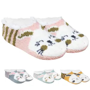 Pantufa Feminina c/Forro Emborrachada Coelho Cores Sortidas