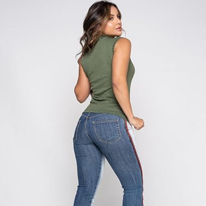 Blusa Canelada Regata Gola Alta