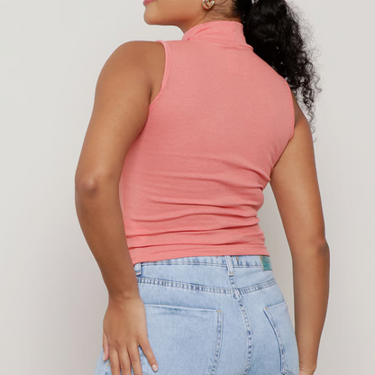 Blusa Canelada Regata Gola Alta