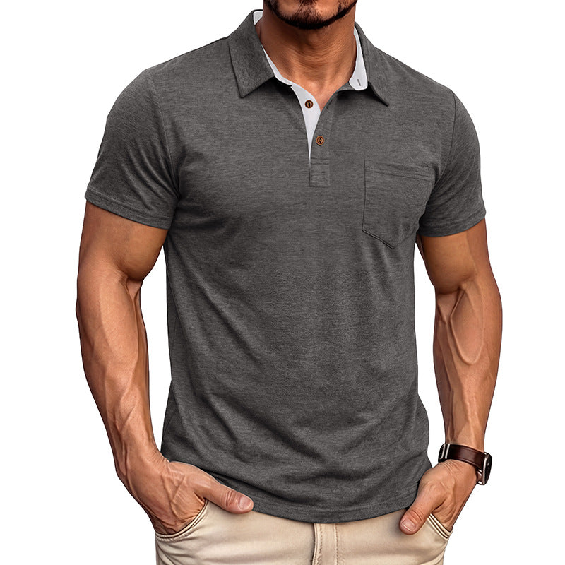 Camiseta polo masculina de manga curta com gola polo