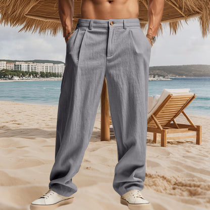 Calças de fato masculinas GORE-TEX casuais, de corte reto e folgadas para negócios.