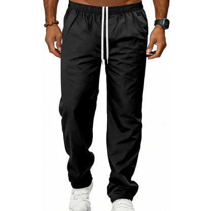 Calças de corte reto para uso diário em negócios, com um toque de luxo leve.
