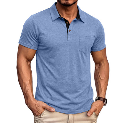 Camiseta polo masculina de manga curta com gola polo