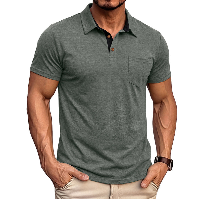 Camiseta polo masculina de manga curta com gola polo