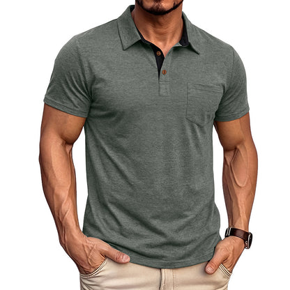 Camiseta polo masculina de manga curta com gola polo