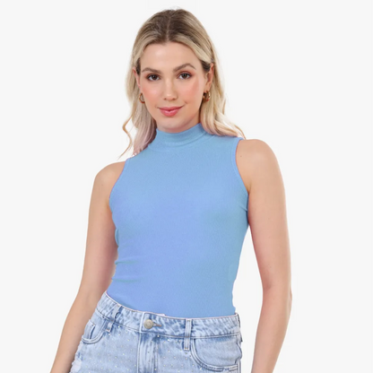 Blusa Canelada Regata Gola Alta