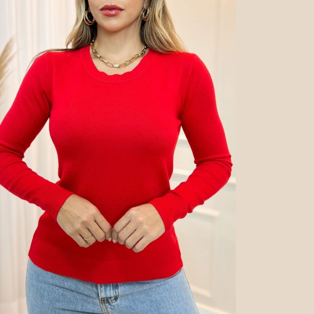 Blusa Canelada Manga Longa