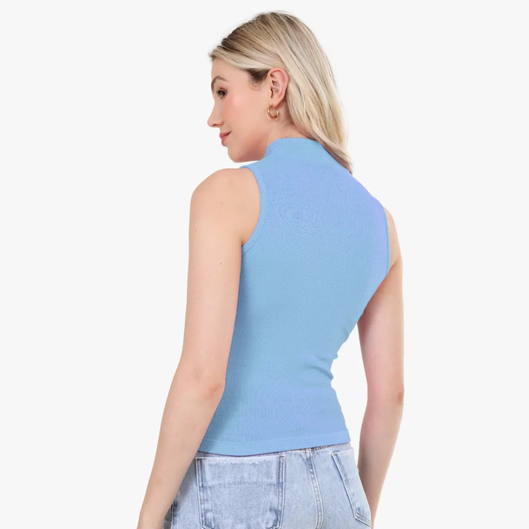 Blusa Canelada Regata Gola Alta