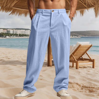 Calças de fato masculinas GORE-TEX casuais, de corte reto e folgadas para negócios.