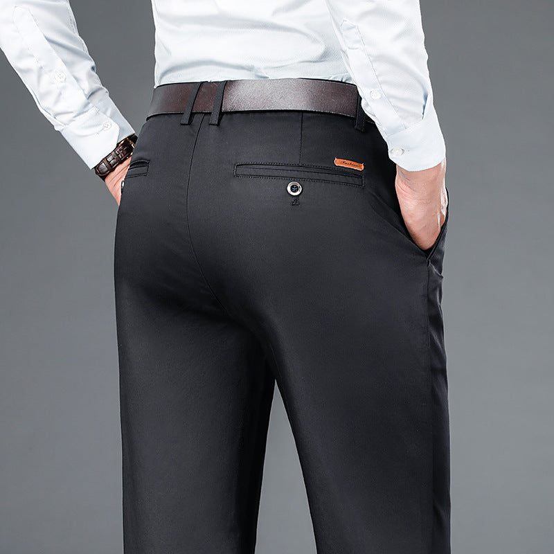 Straight-leg Loose-fit Stretch Mens Business Dress Pants