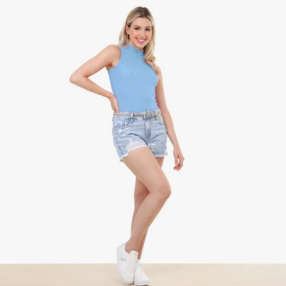 Blusa Canelada Regata Gola Alta