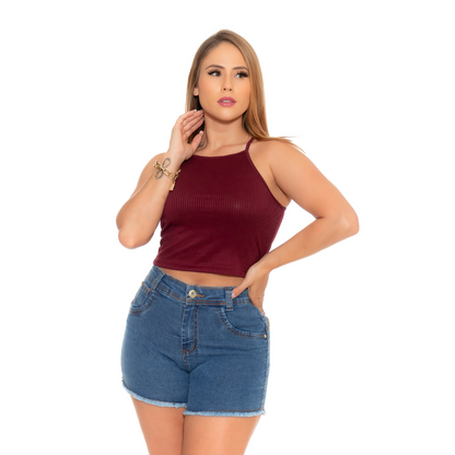 Cropped Canelado Alcinha