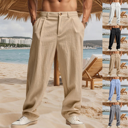 Calças de fato masculinas GORE-TEX casuais, de corte reto e folgadas para negócios.