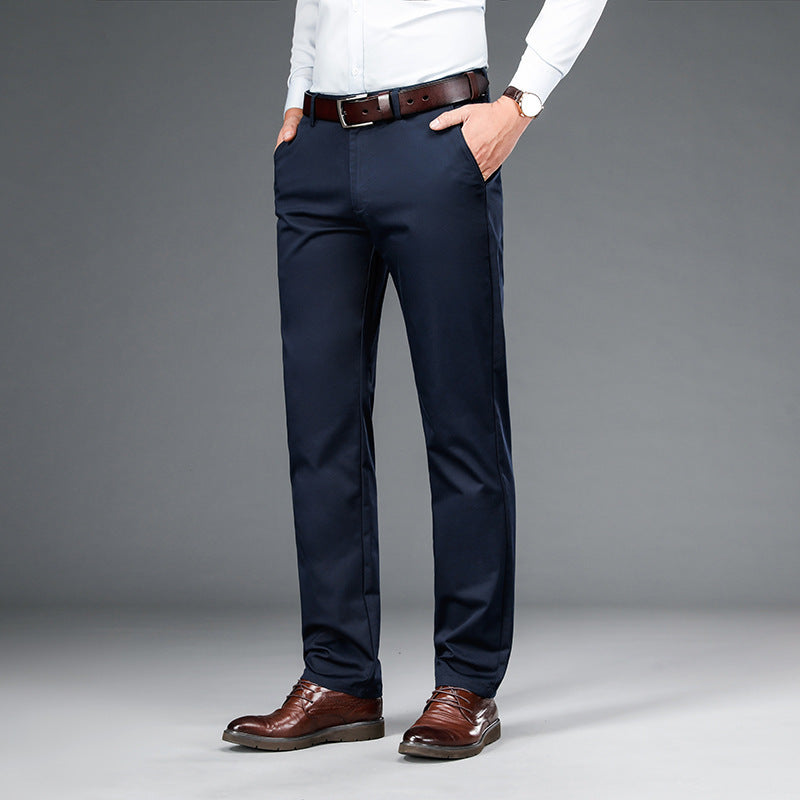 Straight-leg Loose-fit Stretch Mens Business Dress Pants