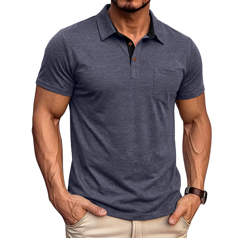 Camiseta polo masculina de manga curta com gola polo