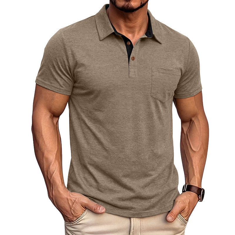 Camiseta polo masculina de manga curta com gola polo