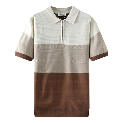 Camisa polo casual de malha de seda gelada para homem