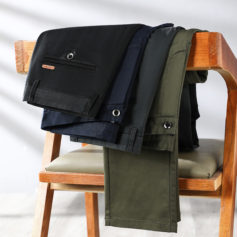 Straight-leg Loose-fit Stretch Mens Business Dress Pants