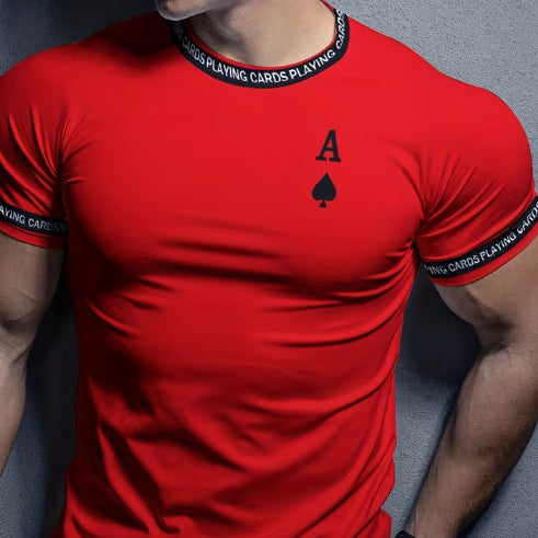 Camiseta masculina de gola redonda com modelagem slim e estilo esportivo