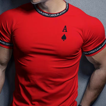 Camiseta masculina de gola redonda com modelagem slim e estilo esportivo