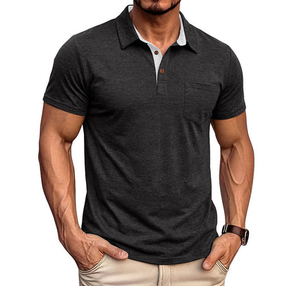 Camiseta polo masculina de manga curta com gola polo