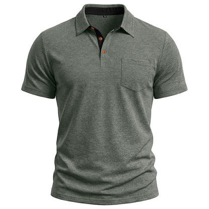 Camiseta polo masculina de manga curta com gola polo