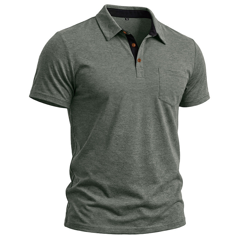 Camiseta polo masculina de manga curta com gola polo