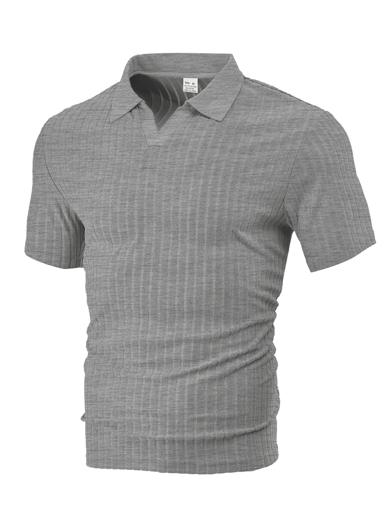 Camisa masculina de verão casual, respirável, em tecido jacquard atoalhado, com lapela.