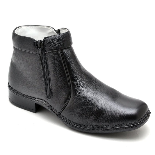Botina Casual Conforto Couro Preto