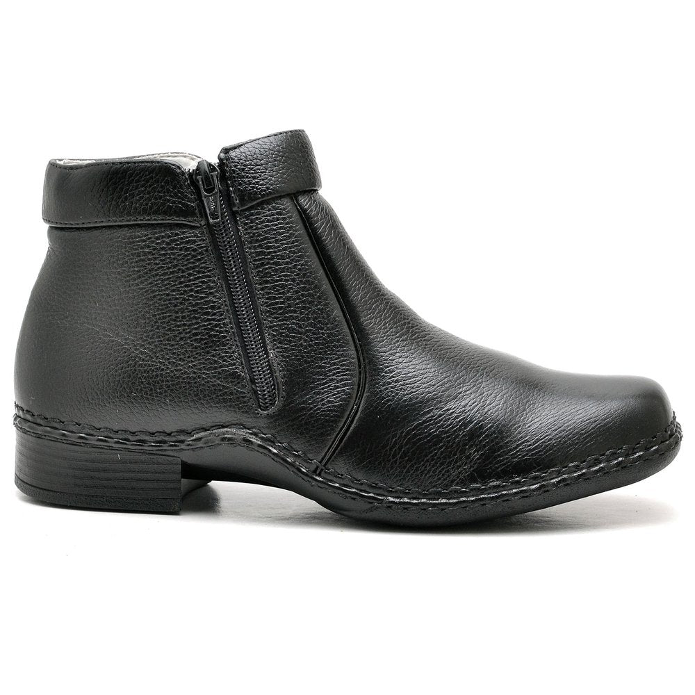 Botina Casual Conforto Couro Preto