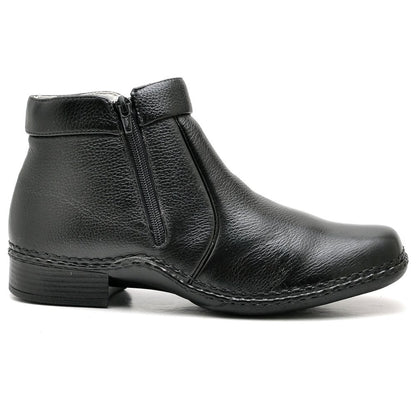 Botina Casual Conforto Couro Preto
