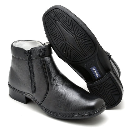 Botina Casual Conforto Couro Preto
