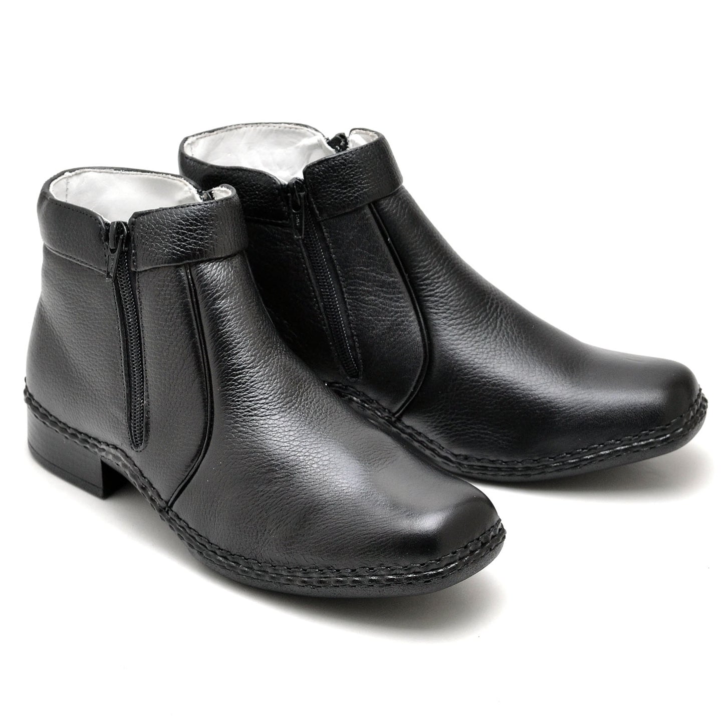 Botina Casual Conforto Couro Preto