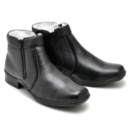 Botina Casual Conforto Couro Preto