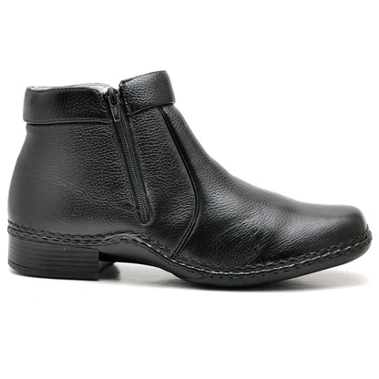 Botina Casual Conforto Couro Preto