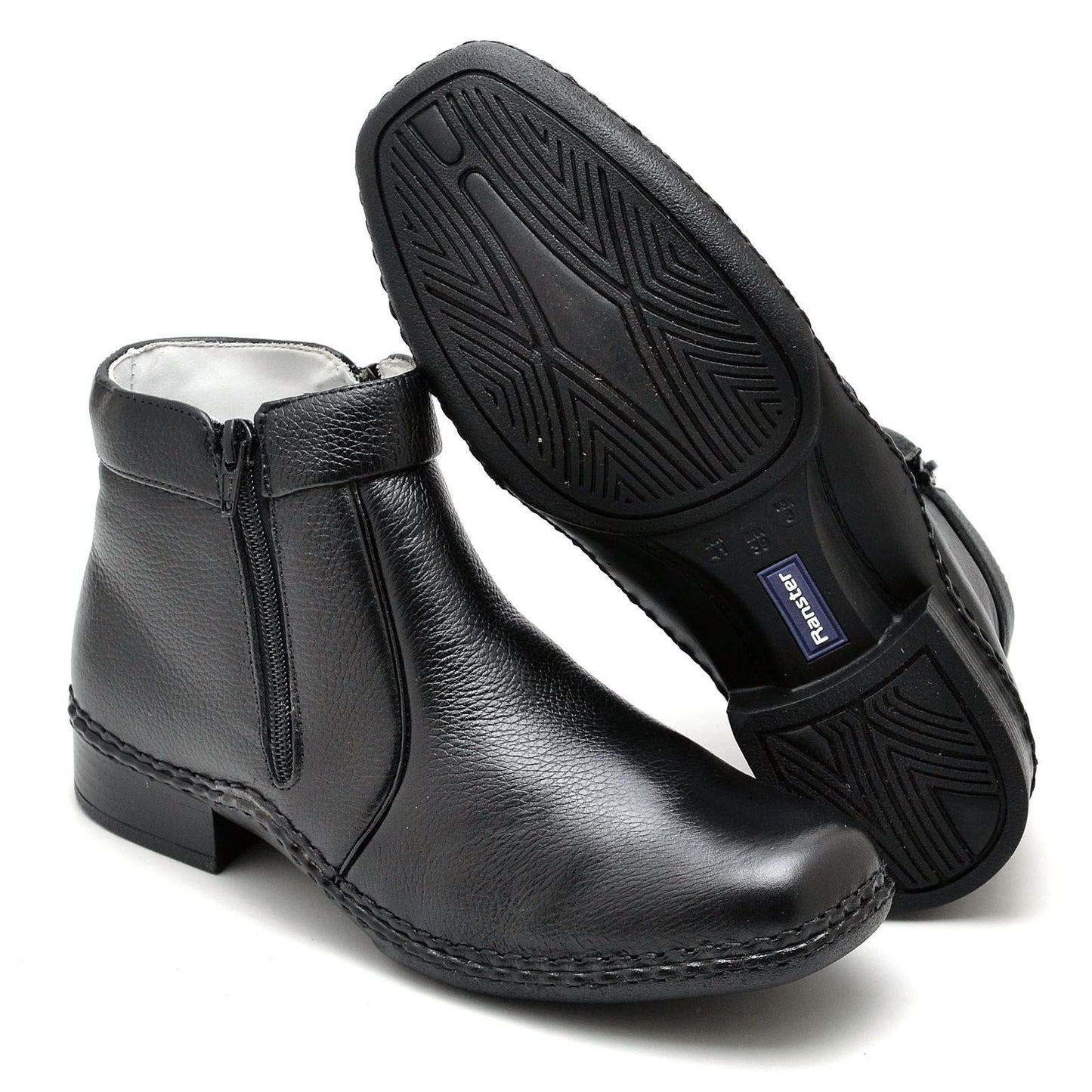 Botina Casual Conforto Couro Preto