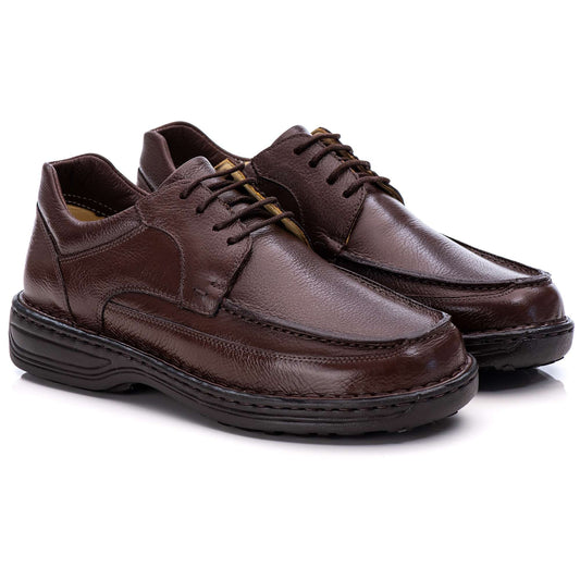 Sapato Casual Conforto Couro Marrom