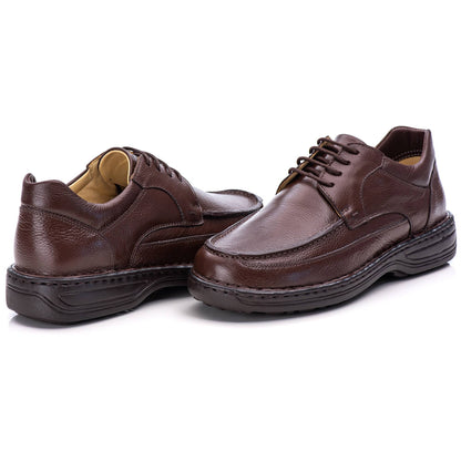 Sapato Casual Conforto Couro Marrom