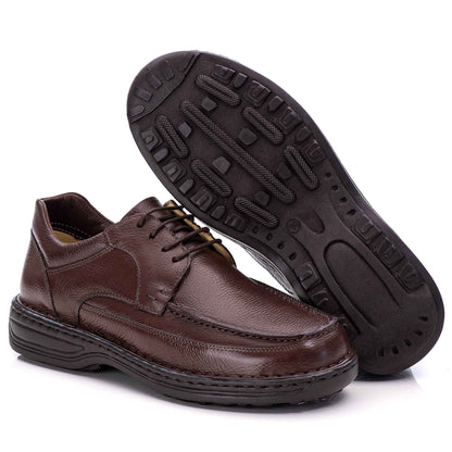 Sapato Casual Conforto Couro Marrom