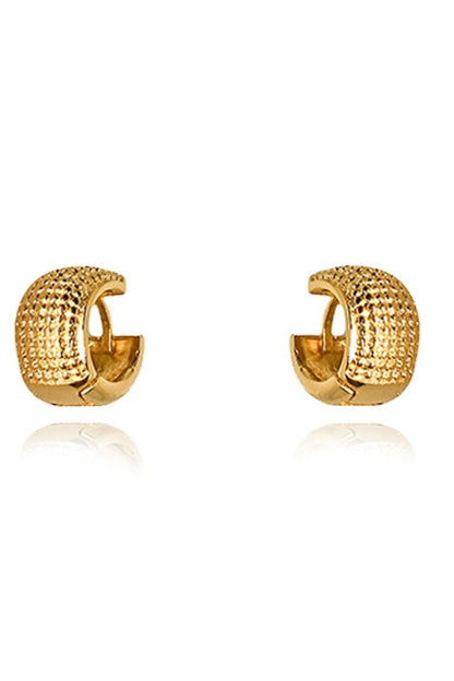 Brinco de Argolinha Grossa Trabalhada Banhado em Ouro 18k