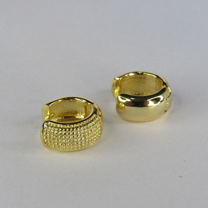 Brinco de Argolinha Grossa Trabalhada Banhado em Ouro 18k