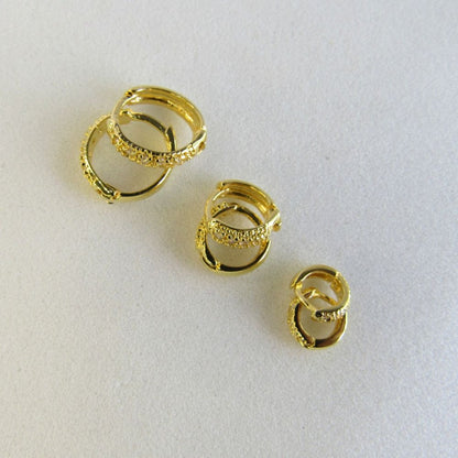 Trio de Argolinhas Com Zirconia Banhado em Ouro 18k