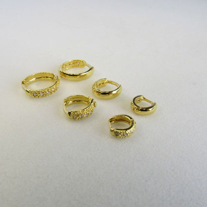 Trio de Argolinhas Com Zirconia Banhado em Ouro 18k