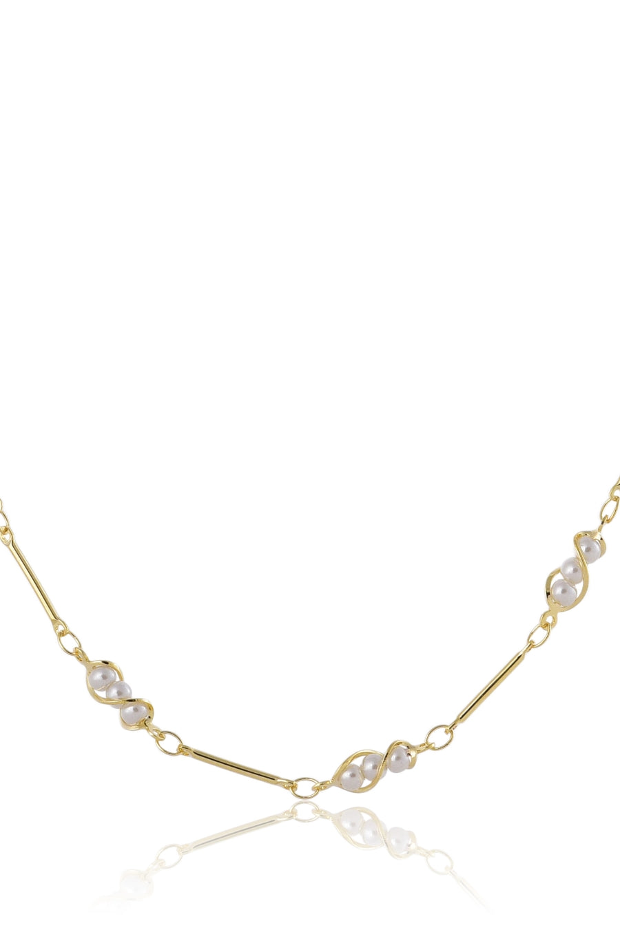 Colar Choker com Mini Pérolas na Corrente Banhado em Ouro 18k