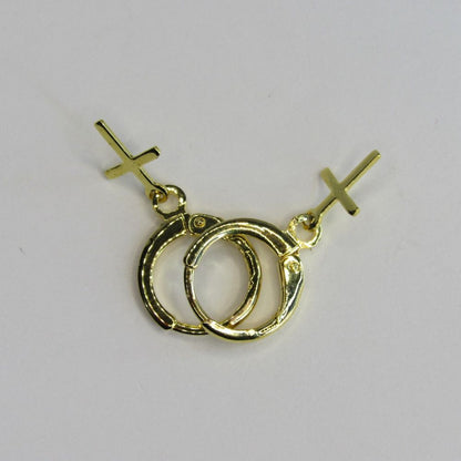 Brinco Argolinha com Cruz Banhado em Ouro 18k