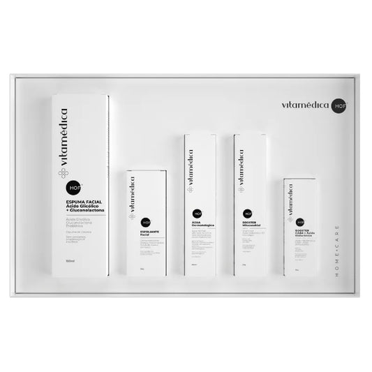 Kit Home Care Facial Iluminador – Espuma, Esfoliante, Água, Booster Alfa-Arbutin