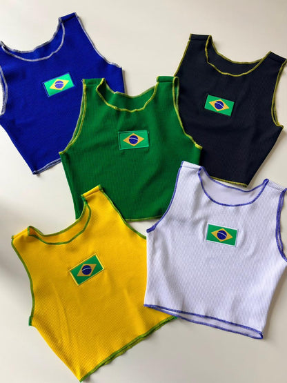 Cropped em Anarruga Regata Fru-Fru Brasil Ref. 1890