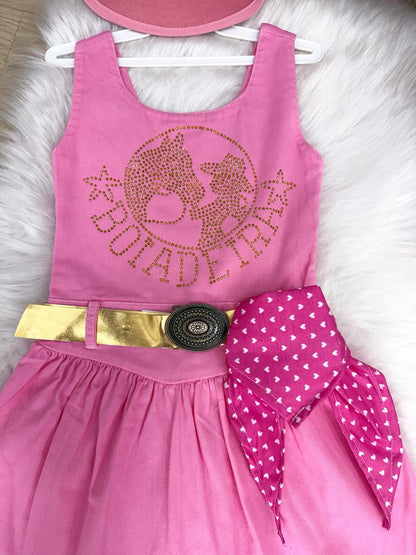Vestido Blogueirinha Boiadeira do Sertão Rosa