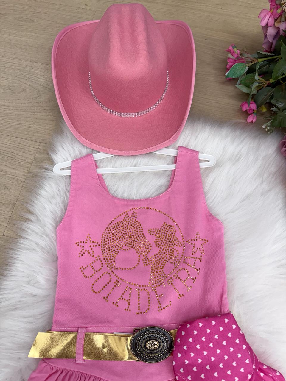 Vestido Blogueirinha Boiadeira do Sertão Rosa