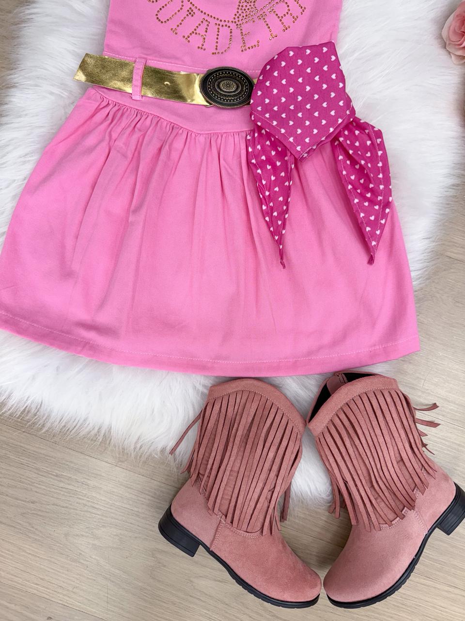 Vestido Blogueirinha Boiadeira do Sertão Rosa